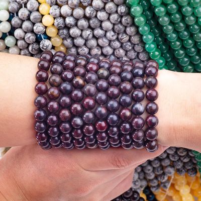 Hoa đỏ Jasper vòng hạt đá quý tinh thể tự nhiên khác nhau kích thước hạt lỏng dây hạt để làm đồ trang sức DIY