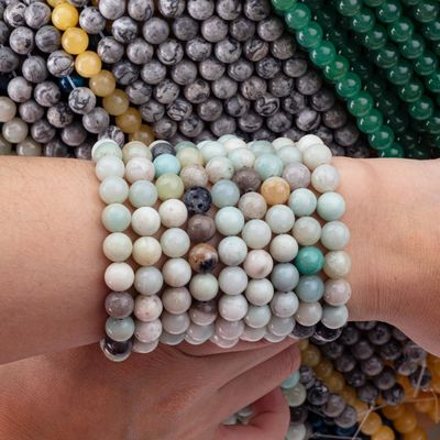 Amazonite vòng hạt đá quý tinh thể tự nhiên khác nhau kích thước hạt lỏng chuỗi hạt để làm đồ trang sức DIY