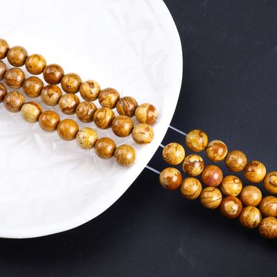 Vàng gỗ hạt hạt vòng hạt đá quý tinh thể tự nhiên gỗ Jasper lỏng hạt dây cho tự làm đồ trang sức