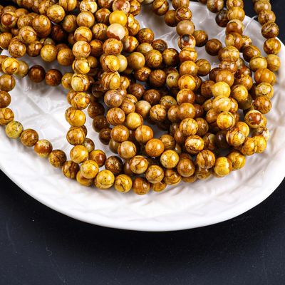 Vàng gỗ hạt hạt vòng hạt đá quý tinh thể tự nhiên gỗ Jasper lỏng hạt dây cho tự làm đồ trang sức
