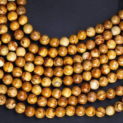 Vàng gỗ hạt hạt vòng hạt đá quý tinh thể tự nhiên gỗ Jasper lỏng hạt dây cho tự làm đồ trang sức