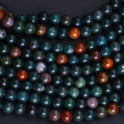 Blood Stone Round Bead Natural Crystal Gemstone Loose Bead Strands cho việc làm đồ trang sức DIY