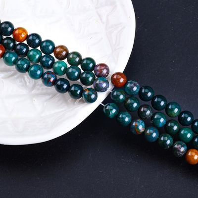 Blood Stone Round Bead Natural Crystal Gemstone Loose Bead Strands cho việc làm đồ trang sức DIY