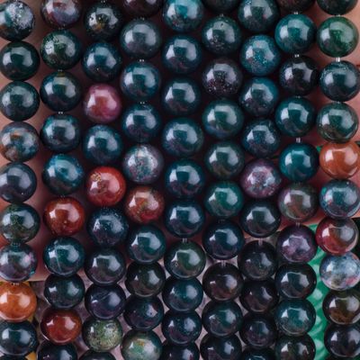Blood Stone Round Bead Natural Crystal Gemstone Loose Bead Strands cho việc làm đồ trang sức DIY