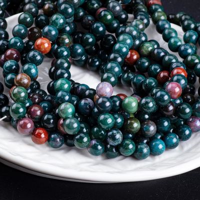 Blood Stone Round Bead Natural Crystal Gemstone Loose Bead Strands cho việc làm đồ trang sức DIY