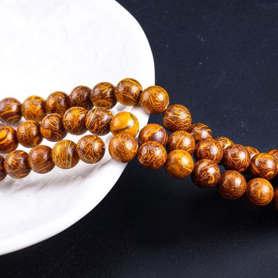 Ngọc bích vàng Vàng tròn hạt đá quý tinh thể tự nhiên Vòng hạt lỏng để làm đồ trang sức DIY