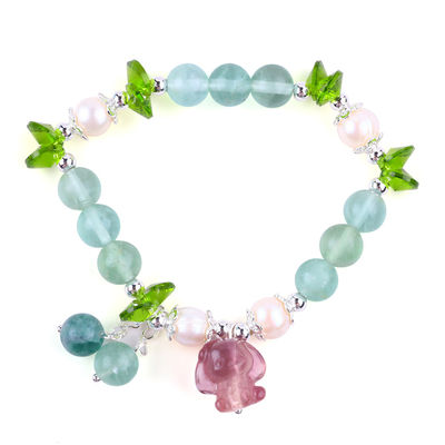 8MM Phân quý đá quý Fluorite với màu tím Melody chạm khắc kéo vòng tay cho quà tặng