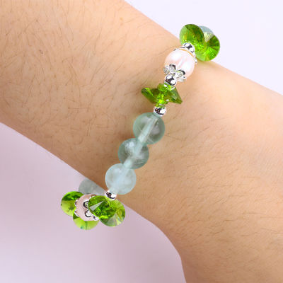 8MM Phân quý đá quý Fluorite với màu tím Melody chạm khắc kéo vòng tay cho quà tặng
