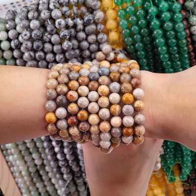 Chrysanthe Stone Round Bead Natural Crystal Gemstone Loose Bead Strands để làm đồ trang sức DIY