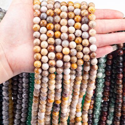 Chrysanthe Stone Round Bead Natural Crystal Gemstone Loose Bead Strands để làm đồ trang sức DIY