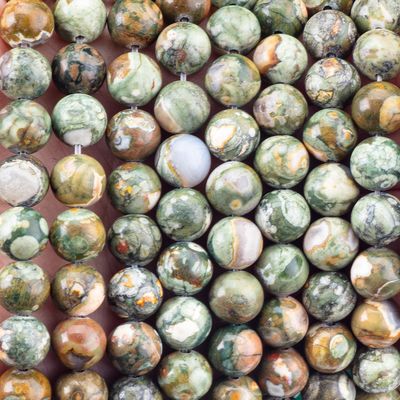 Kambaba Jasper Round Bead Natural Crystal Gemstone Loose Bead Strands để làm đồ trang sức DIY