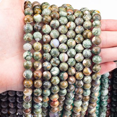Kambaba Jasper Round Bead Natural Crystal Gemstone Loose Bead Strands để làm đồ trang sức DIY