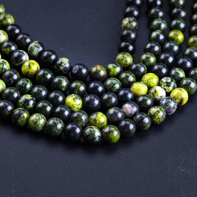 Serpentine Jade Round Bead Natural Crystal Gemstone Loose Bead Strands để làm đồ trang sức DIY
