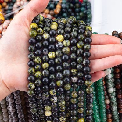 Serpentine Jade Round Bead Natural Crystal Gemstone Loose Bead Strands để làm đồ trang sức DIY