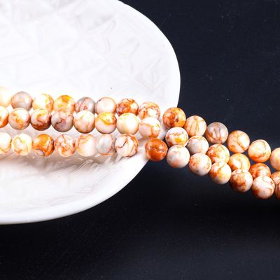 8mm Red Network Stone đá quý đá trị liệu đá tinh thể hạt để làm đồ trang sức