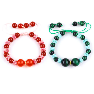 8mm Mắt hổ xanh và màu đỏ Chalcedony Đường dây đan xen điều chỉnh Chữa bệnh cân bằng đeo vòng tay hạt