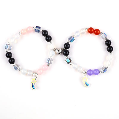 8MM đa màu thiên nhiên tinh thể tình bạn đồ trang sức khoảng cách vòng đeo tay trái tim nam châm vòng đeo tay quà tặng