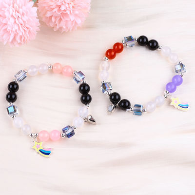 8MM đa màu thiên nhiên tinh thể tình bạn đồ trang sức khoảng cách vòng đeo tay trái tim nam châm vòng đeo tay quà tặng
