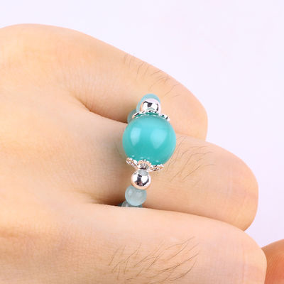 4mm Đá đốm bằng tay Vòng đinh có hạt Đá đinh có mắt mèo màu xanh lá cây có thể điều chỉnh Đá đinh cho bữa tiệc