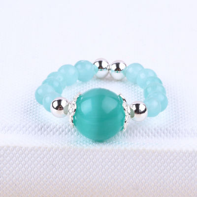 4mm Đá đốm bằng tay Vòng đinh có hạt Đá đinh có mắt mèo màu xanh lá cây có thể điều chỉnh Đá đinh cho bữa tiệc