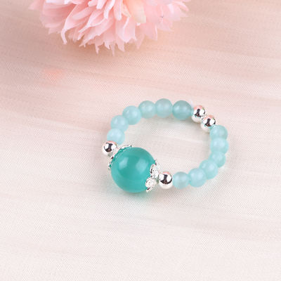 4mm Đá đốm bằng tay Vòng đinh có hạt Đá đinh có mắt mèo màu xanh lá cây có thể điều chỉnh Đá đinh cho bữa tiệc