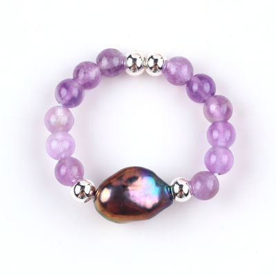 Nhẫn bằng đá quý bằng hạt 4mm làm bằng tay Nhẫn bằng đá Sodalite đàn hồi điều chỉnh Với nét quyến rũ cho bữa tiệc