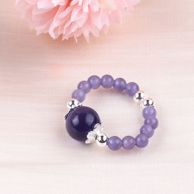 4mm Đá đốm bằng tay Nhẫn đinh Đá đốm có thể điều chỉnh Đá đốm mắt mèo màu tím Đá đốm cho bữa tiệc