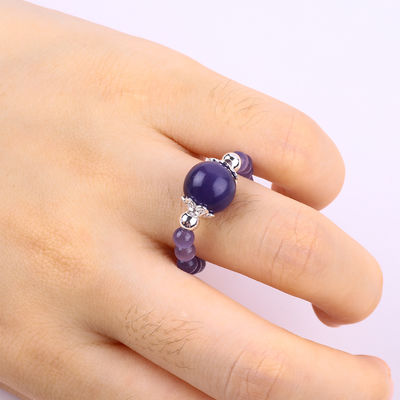 4mm Đá đốm bằng tay Nhẫn đinh Đá đốm có thể điều chỉnh Đá đốm mắt mèo màu tím Đá đốm cho bữa tiệc