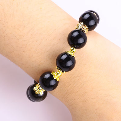 Đá bán quý vàng Obsidian với bạc Obsidian Bướm hình tròn vòng đeo tay đeo vòng đeo tay