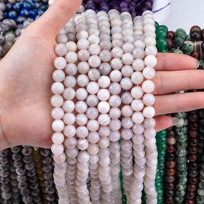 8mm White Crazy Lace Agate Loose Beads OEM ODM Cho thủ công tự làm