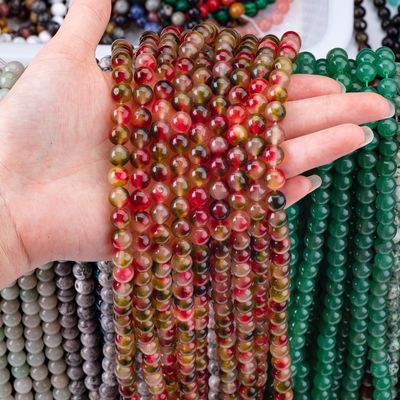 8mm Clear Flower Agate Stone Gemstone Healing Crystal Stone Beads Để làm đồ trang sức