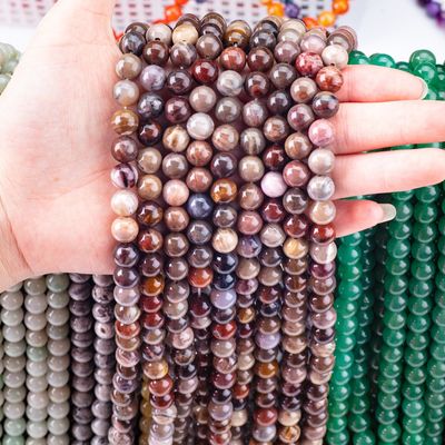 8MM gỗ Jasper đá tinh thể thực vòng lỏng hạt cho đồ trang sức đúc bằng tay