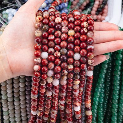 Đá ngọc quý màu đỏ tinh thể tự nhiên 8MM cho đồ trang sức độc đáo DIY