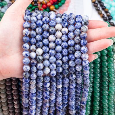 Đá màu xanh tự nhiên tinh thần 8mm vòng lỏng đinh cho đồ trang sức thủ công và keychain