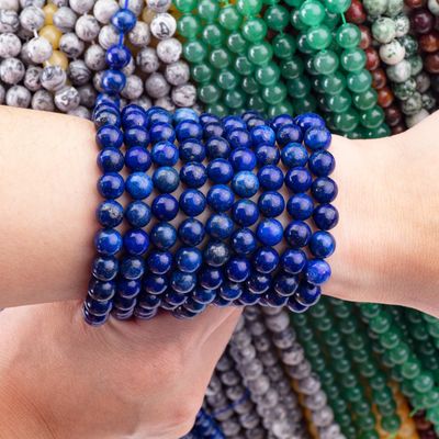 Semi đá quý Lapis Lazuli vòng hạt tinh thể đá quý lỏng hạt dây cho làm đồ trang sức DIY