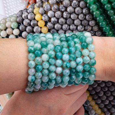 8mm Blue Jade đá quý hạt chữa bệnh đá tinh thể hạt cho đồ trang sức làm