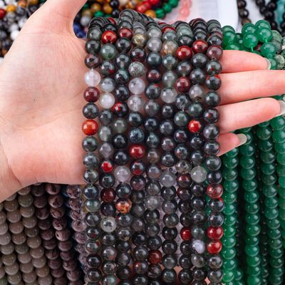 Đá máu 8mm của châu Phi Đá quý chữa bệnh Đá tinh thể đinh để làm đồ trang sức