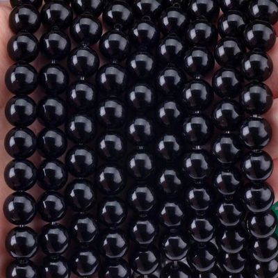 Natural Crystal Black Obsidian 8MM Round Loose Gemstone Bead Cho việc làm đồ trang sức DIY
