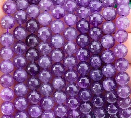 Đá bán quý màu tím tròn 6mm Amethyst đá quý hạt