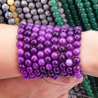 8mm Dark Violet Jade đá quý hạt chữa bệnh đá tinh thể hạt cho đồ trang sức làm