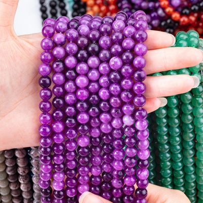8mm Dark Violet Jade đá quý hạt chữa bệnh đá tinh thể hạt cho đồ trang sức làm