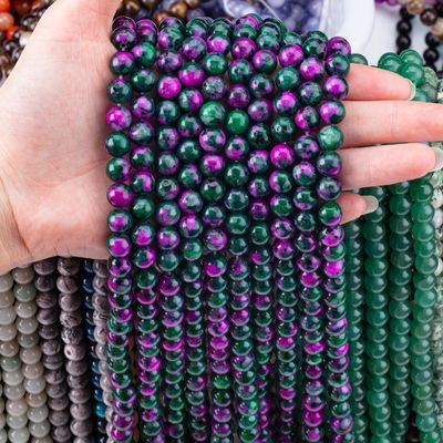 8mm Epidote Gems Beads Dark Ruby Zoisite Gemstone Beads Healing Crystal Stone Beads Beads Cho Việc Làm đồ trang sức
