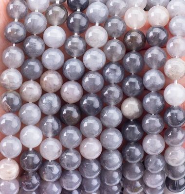 Màu Xám Mờ Quartz Loose Bead Strands Semi Precious Stone Đá quý tinh thể tự nhiên Đá quý làm đồ trang sức DIY