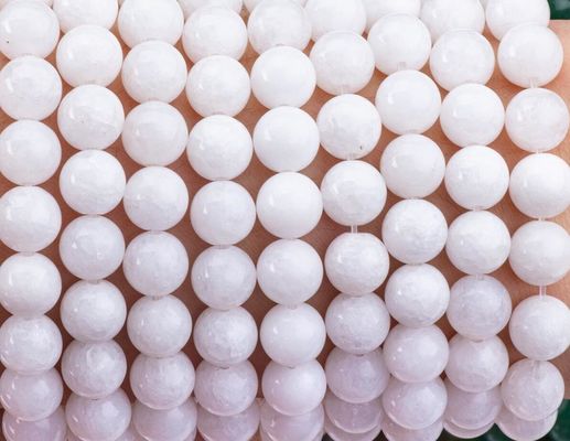 White Jade Loose Bead Strands Semi Precious Stone Natural Crystal Gemstone cho việc làm đồ trang sức DIY