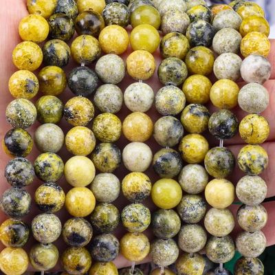 Đá quý đánh bóng 6mm 8mm hạt Howlite màu vàng để làm thủ công