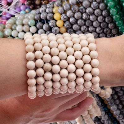 Đá màu trắng được đánh bóng Hóa thạch sông Jasper Quanh Đá tự nhiên Đá lỏng để làm đồ trang sức