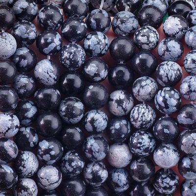 8mm Black Snowflake Obsidian đá quý hạt chữa bệnh đá tinh thể hạt cho đồ trang sức làm