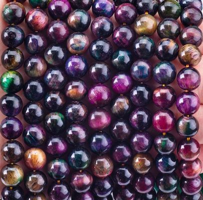 Đá quý tinh thể tự nhiên Rainbow Tiger's Eye Loose Bead Strands Đá quý bán để làm đồ trang sức DIY