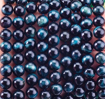 Natural Crystal Gemstone Ink Blue Tiger's Eye Loose Bead Strands Semi Precious Stone cho việc làm đồ trang sức DIY