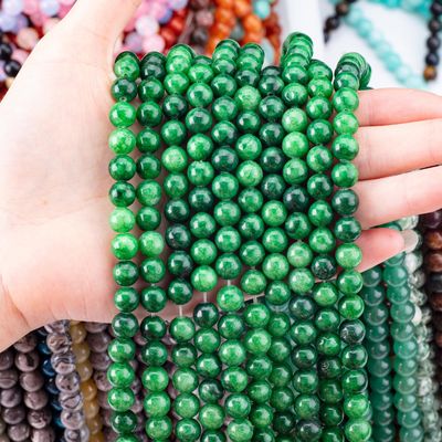 Đá ngọc màu xanh lá cây 8MM vòng lỏng hạt đá quý hạt cho làm đồ trang sức DIY